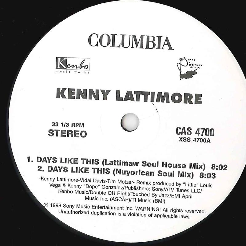 12inch Record KENNY LATTIMORE - Days Like This CAS4700 COLUMBIA 1998 US Dance & Electronica Used