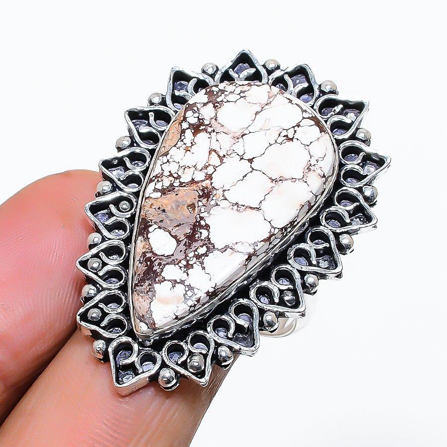 Wild Horse Gemstone Handmade 925 Sterling Silver Jewelry Ring Size 8.5 SU-10538