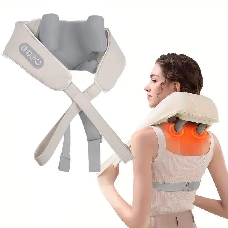 Wireless Neck Massager Low Heat Bionic Kneading For Back Shoulder Pain Relief Comfortable Portable