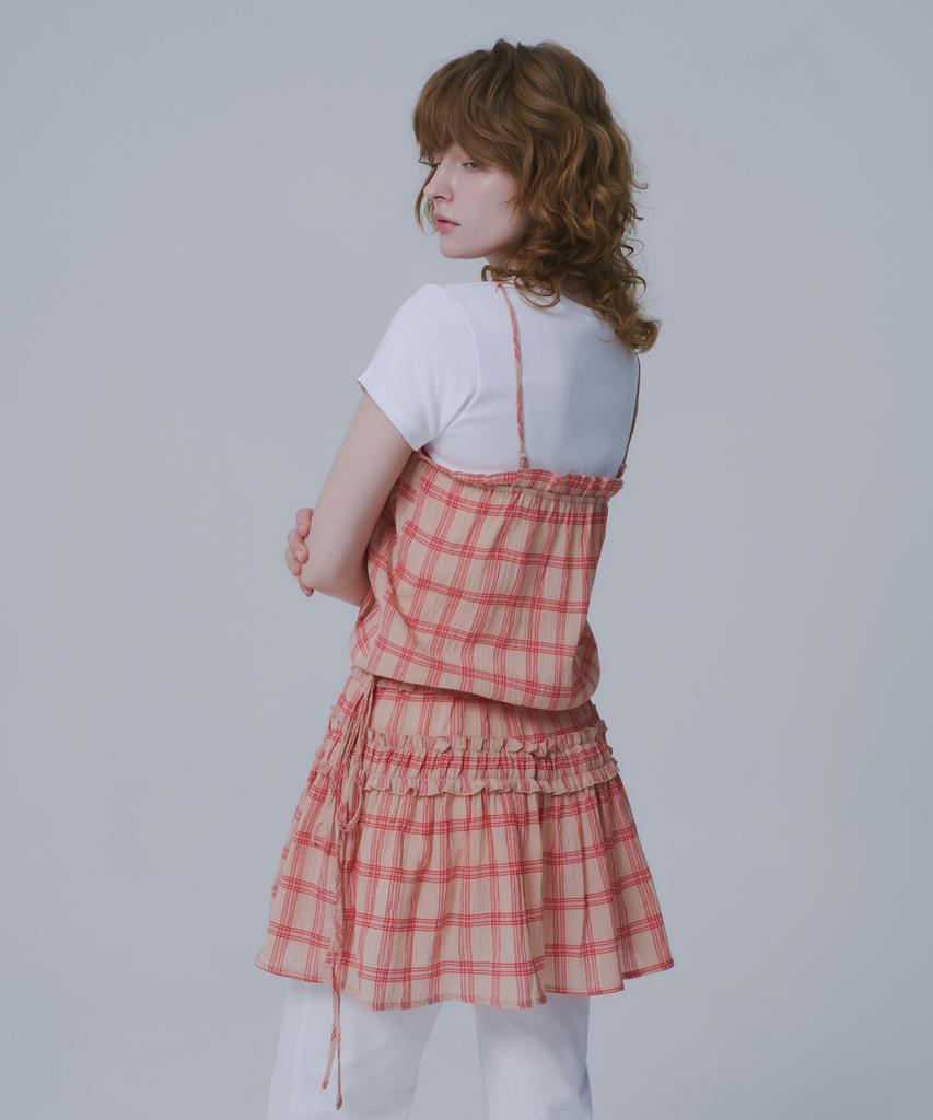 War For Woman Whd-02 Check Shirred Dress_Red