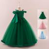 Big Children's Dress Skirt One-shoulder Sleeveless Dress Beaded Flower Princess Dress Catwalk Costume