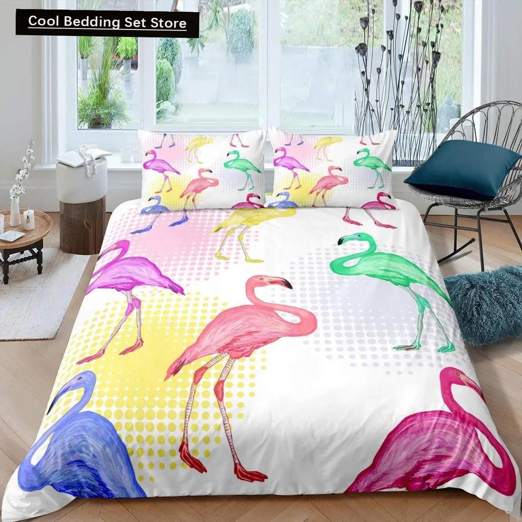Фламинго пододеяльник комплект постельного белья для девочек цветы тропические животные розовый цветочный полиэстер одеяло покрывало для девочек детей женщин