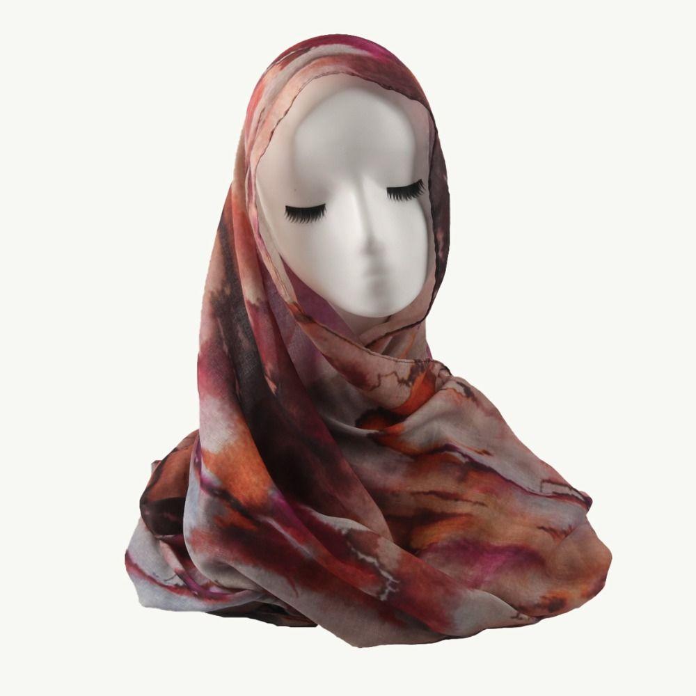Breathable Floral Printed Shawl Scarves Watercolour Women Turbans Fashion Hijab Scarf