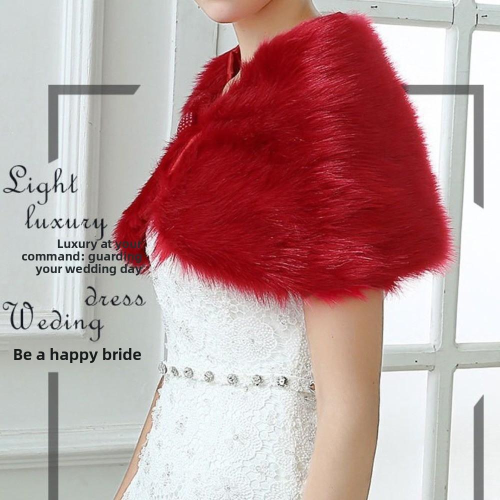 Ticken Warm Wedding Faux Fur Shawl Faux Fur Rabbit Fur Scarves Plush Shawl  Scarf Accessories