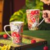 Цветущая кружка для питья дома, керамическая, ретро, для завтрака, кружка высокой ценности, большой емкости, для кофе