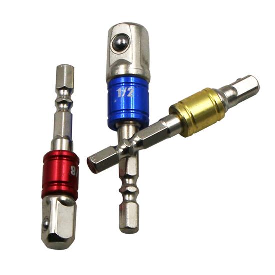 3/8Pcs Socket Adapter Rod Hex Shank To Square Head 1/4 3/8 1/2-Inch Air Screwdriver Socket Connector Rod Impact Driver Extension Bar
