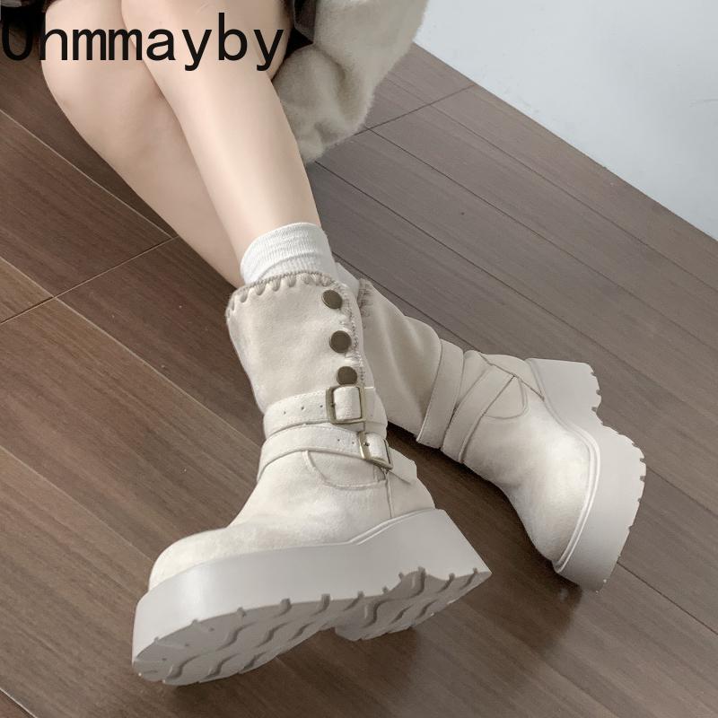 Винтажные туфли на толстой платформе, женские ботильоны до щиколотки, модные туфли с ремешком и пряжкой, обувь для увеличения роста, осенне-зимние женские короткие ботильоны