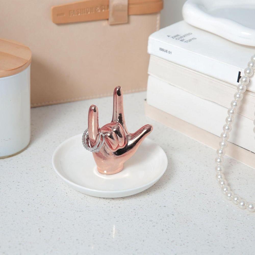 Nordic Ceramic Jewelry Plate Light Luxury Hand Storage Tray Gesture Ring Stand Home Decor