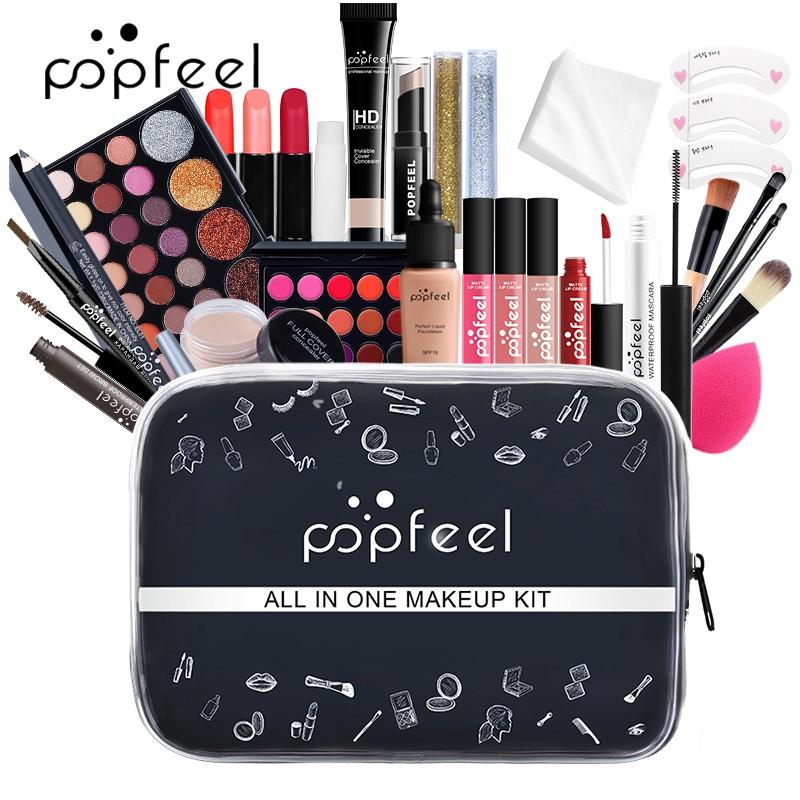 POPFEEL Универсальный Набор Макияжа для Женщин Полный Комплект, Все в Одном Наборы Макияжа Включают Тени для век, Подводку для глаз, Карандаш для бровей