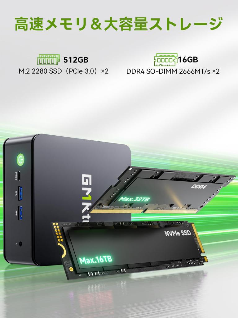 Мини-ПК GMKtec G11 с процессором AMD Ryzen Embedded R2514, 16 ГБ DDR4 и SSD на 512 ГБ для более стабильной работы, с поддержкой 3 дисплеев 4K, HDMI и Windows 11 Этот