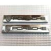 PORSCHE Emblem Silver Set of 2 Metal Plate Badge Car Decoration New