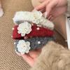 Корейский стиль Цветочный Жемчужный Обруч для Волос Изысканная Широкая Повязка на Голову Покрытая Флоком Цветочная Повязка на Голову Женская