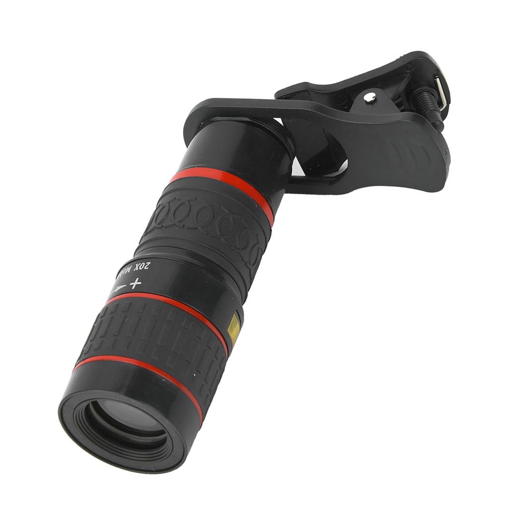 20X Long Focus Zoom Telephoto Lens with Clip for Smart Phone Tablet PC Black
