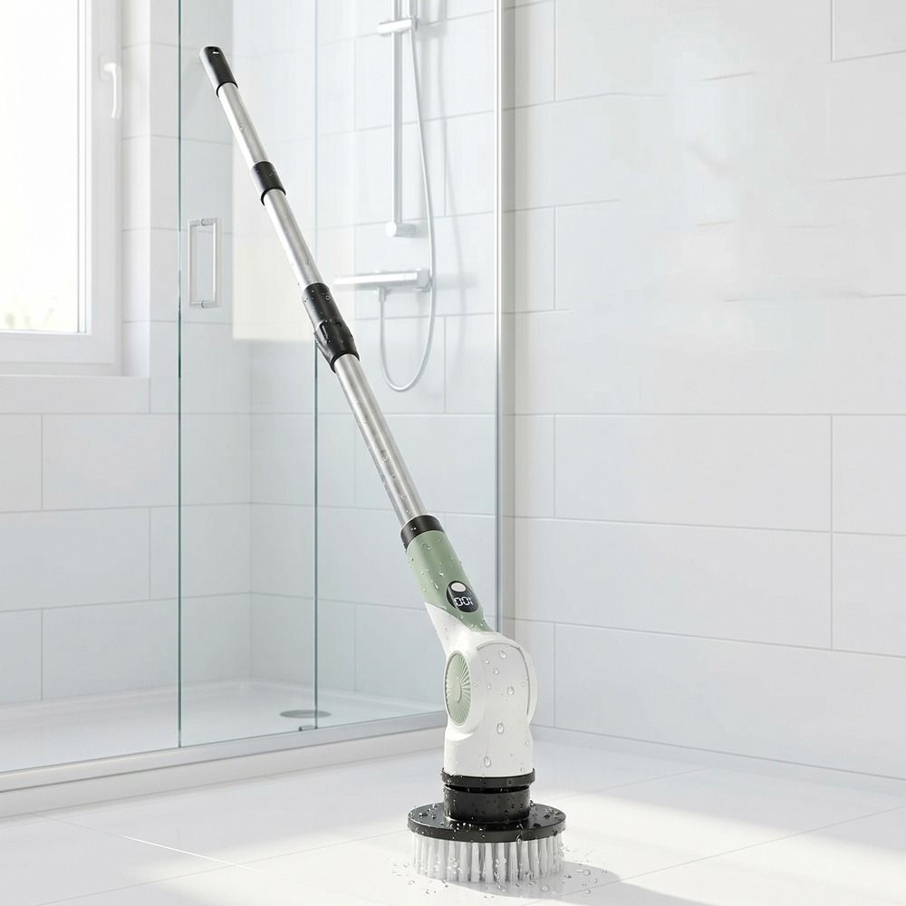 Handheld Telescopic Wireless Cleaning Brush Replaceable Head Window Cleaner Bathroom