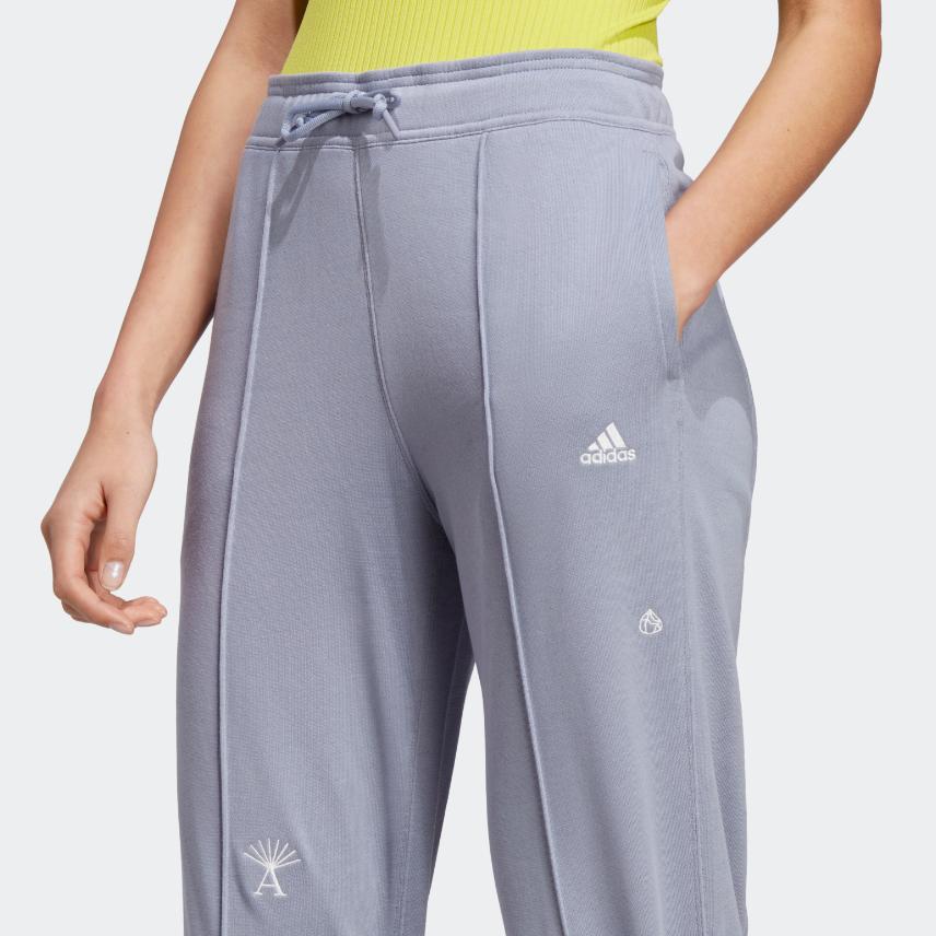 adidas Лечебные кристаллы, вдохновленные однотонным логотипом с буквенным принтом, высокой талией, спортивные брюки с манжетами, женские плавки, серебристо-серые, фиолетовые IC0808
