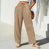 Женские вельветовые брюки повседневные свободные однотонные с широкими штанинами широкого кроя с карманами