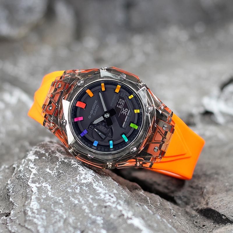 Casio Унисекс Серия с двойным жидкокристаллическим/аналоговым дисплеем Черные часы GA-2100-1A1(Watch4--)