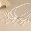 Unique Designs Elegant Pearls Body Jewelry Bra Chain Soft Fabric Decorative Accessory for Bolds Fashionable Statement