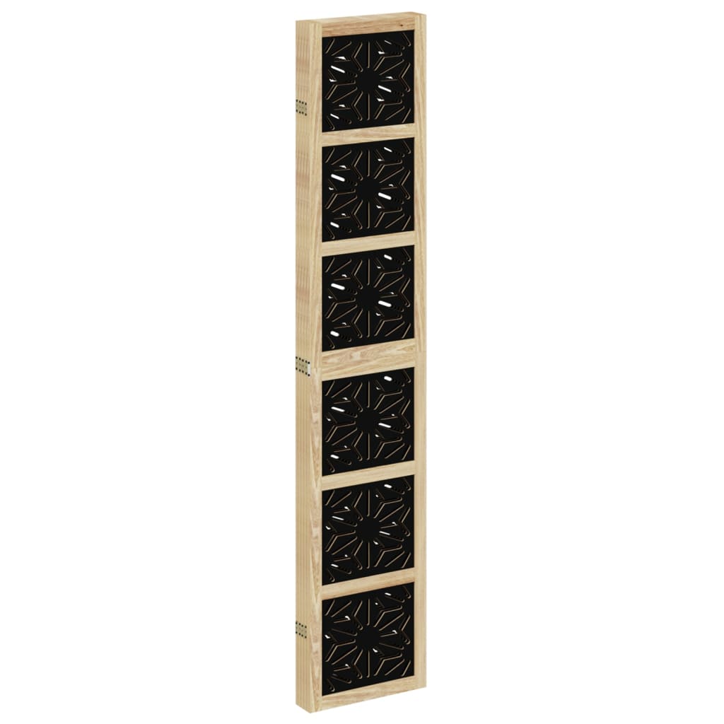 5 Panel Room Divider Brown and Black Solid Paulownia Wood