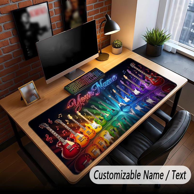 Music Guitar Theme Custom Mouse Pad Personalized With Name Text Customized Desk Mat For Office Home Decor