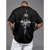 Men's Vintage Compass Print Short Sleeve Crew Neck Casual Sports Thin  Summer Spring T-shirt