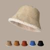 New Autumn and Winter Fisherman Hat for Women Double Sided Thickened Lamb Wool Japanese Simple Fashionable Warm Street Spring Pot Hat