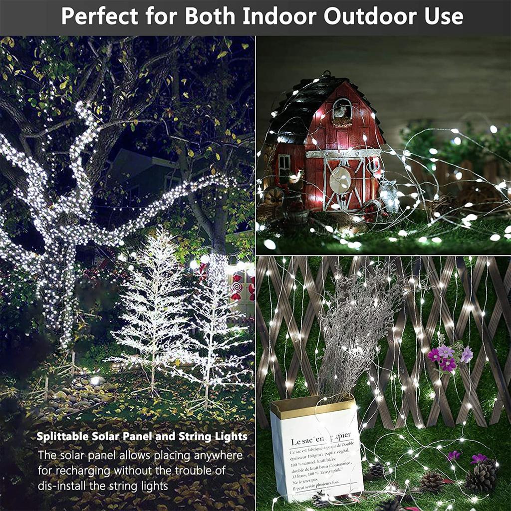 Solar String Lights Outdoor, 1Pack Solar Garden Lights Waterproof 12M/40Ft 8 Modes Fairy Lights Copper Wire Decorative Lighting for Patio Yard Party