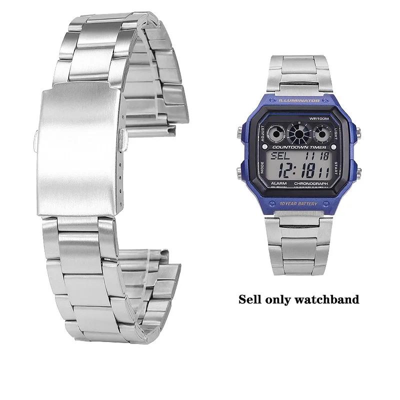 Для Casio W-212HD W-218H W-218HD-1A SGW-300H/400 Серии Аксессуары для ремешка 18 мм Ремешок для часов Складная застежка Браслет Ремешки для часов