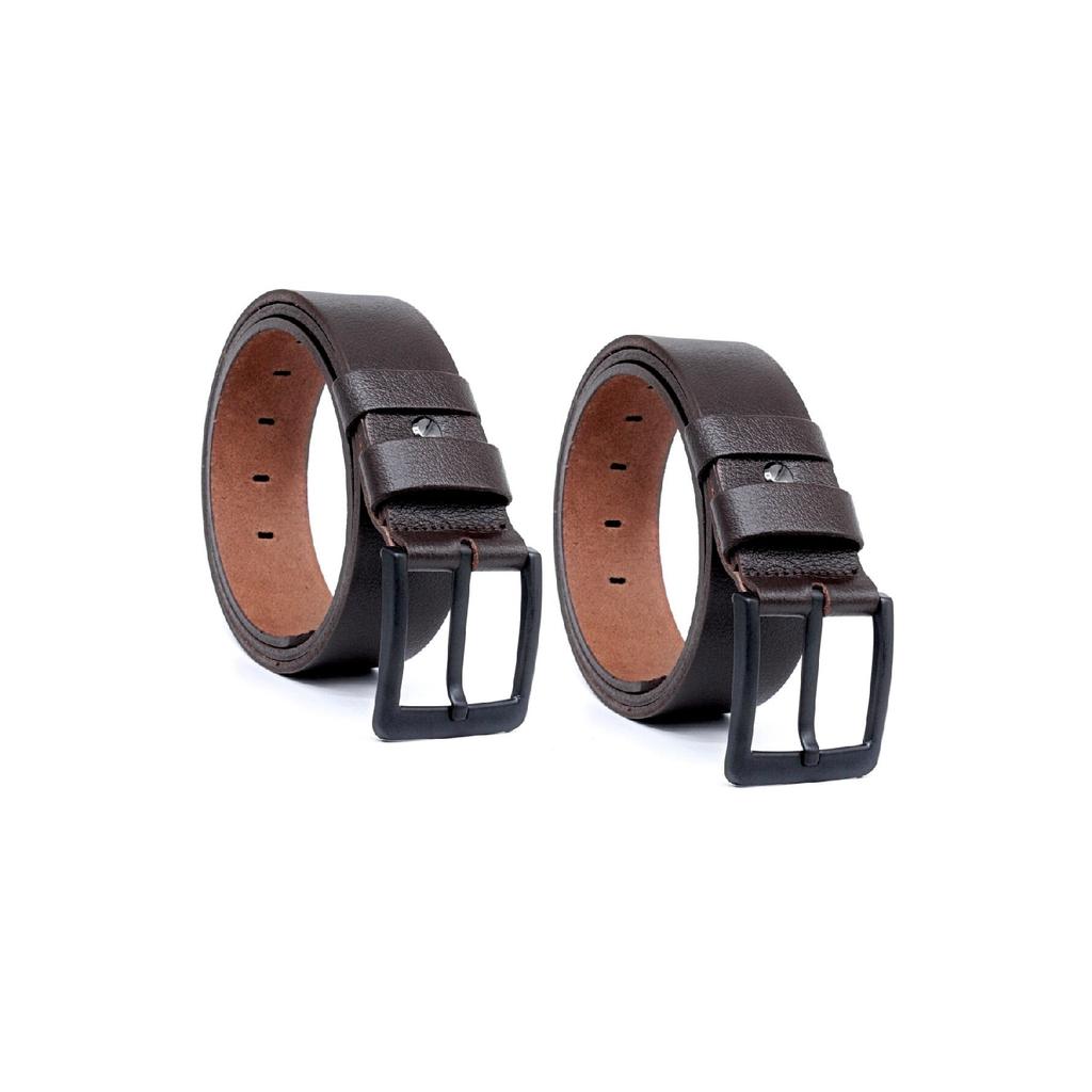 2 Черно-коричневый мужской джинсовый ремень из кожи буйвола 4,5 см