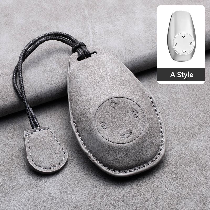 Suede Leather Car Smart Key Fob Case For Leapmotor T03 S01 C11 C01 Type Key Cover Shell Holder Keychain Car Styling Accessories