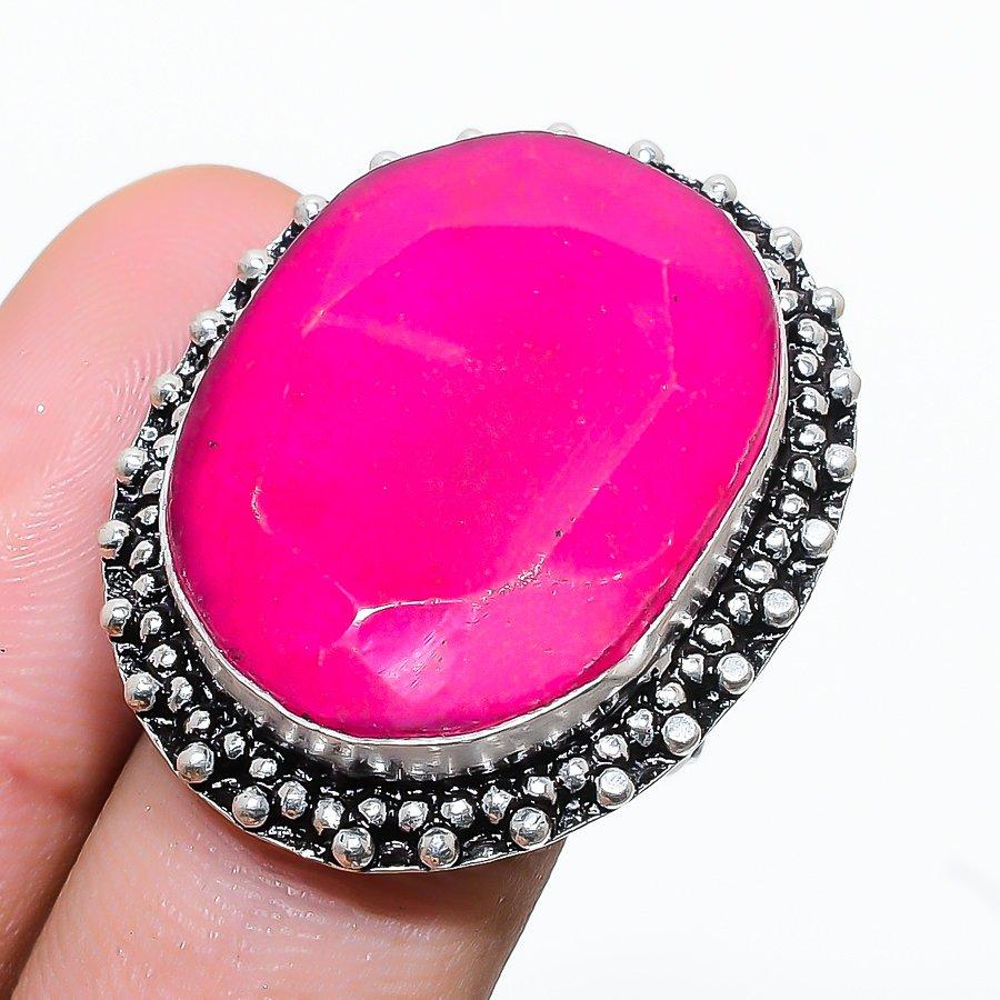 Ruby(Simulated) Gemstone Handmade 925 Sterling Silver Jewelry Ring Size 7 y5B54