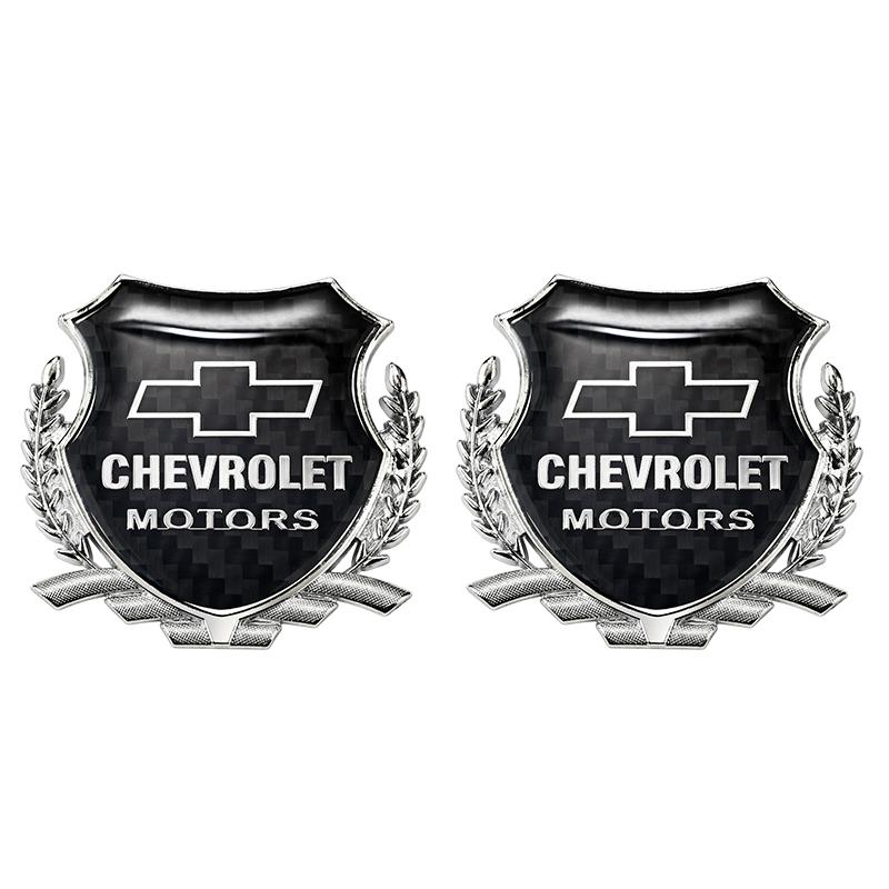 AABHM1 2Pcs Car Logo Metal Sticker Window Trunk Emblem Accessories For Chevrolet Corvette Montana TrailBlazer Silverado Traverse Camaro