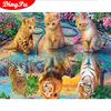 Cat Diamond Painting Full Round Animal Arrival Diamond Embroidery Tiger Home Decoration