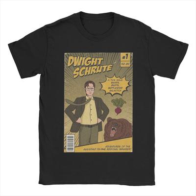 Мужская футболка Dwight Schrute Comics Vintage Cotton Tee Shirt Short Sleeve The Office Tv Series T Shirts O Neck Clothes Graphic