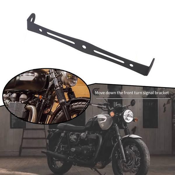 Iron Motorcycle Front Turn Signal Rear Relocation Bracket, Black.