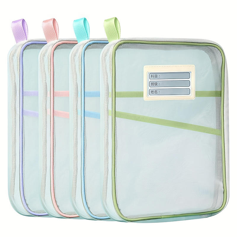 A4 Stationery Storage Bag Double-layer Mesh Zipper Bag Large Capacity Organizer Folders School Office Supplies Stationary Bag