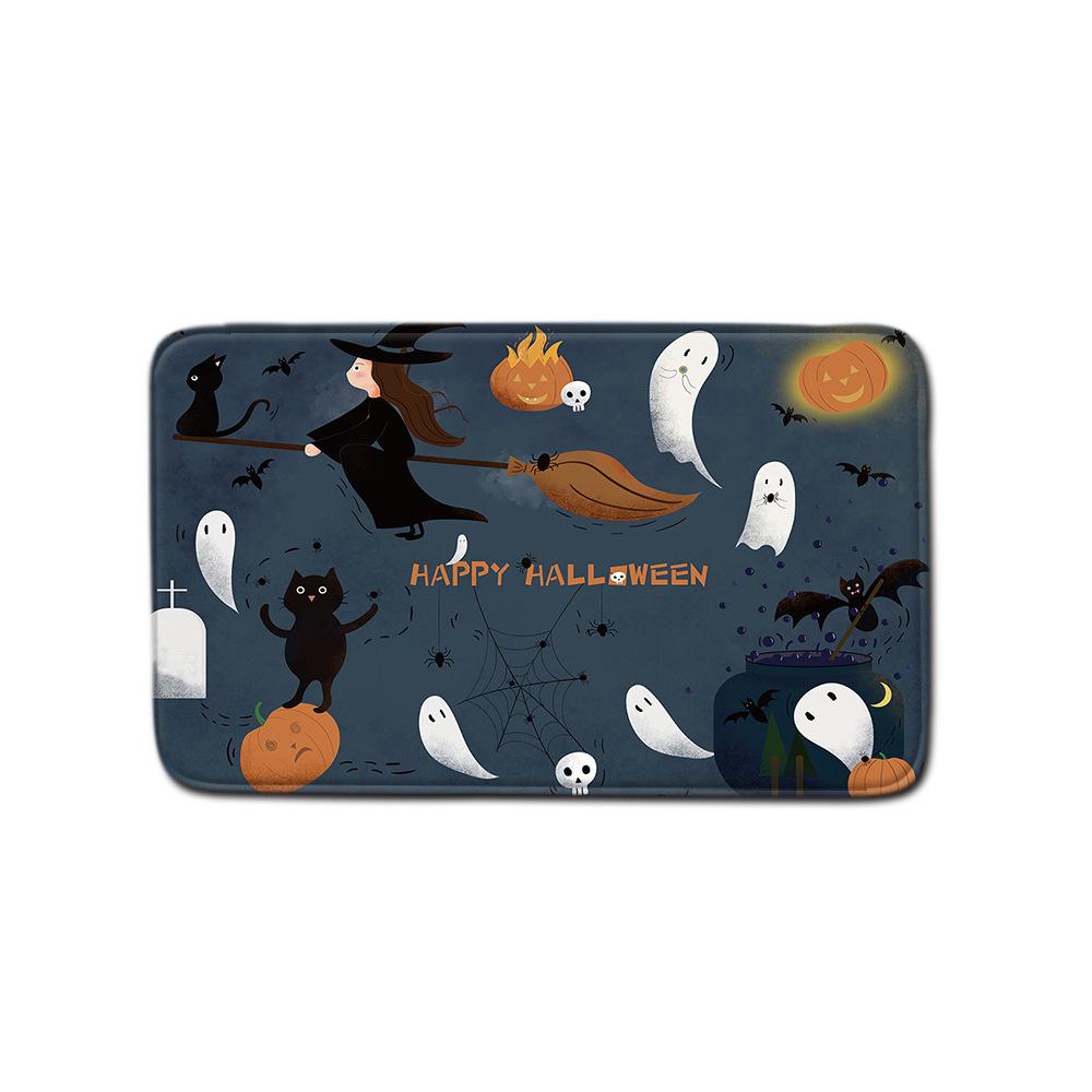 Halloween Shower Curtain Floor Mat Combination Four-Piece Set Kitchen Absorbent Non-Slip Carpet Bedroom Door Mat