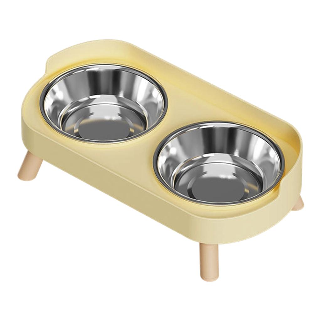 Non Slip Stainless Steel Double Bowl Pet Food Dish With Anti Spill Design For Cats And Dogs Durable Easy Clean