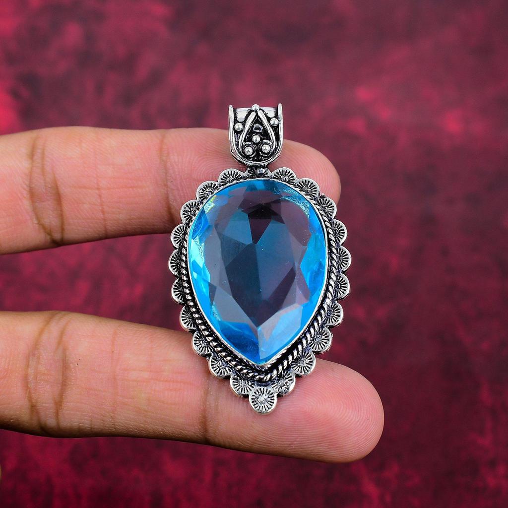 Подвеска из драгоценного камня ручной работы с танзанитом, подвеска из стерлингового серебра 925 пробы, антикварные ювелирные изделия, подвеска для подарка на помолвку