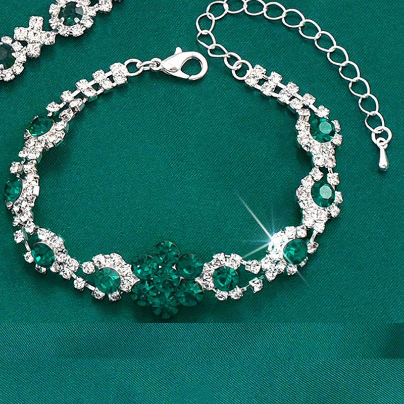 Элегантный комплект украшений из хрустальных драгоценных камней: Ожерелье, серьги, браслет и кольцо в форме капли для женщин