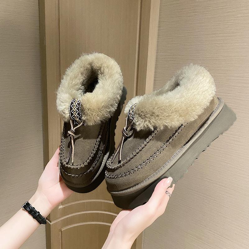 2024 новые пушистые туфли на толстой подошве, зимняя одежда, бархатные теплые хлопковые ботинки, зимние сапоги