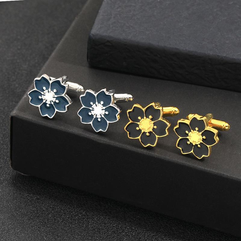 Zinc Alloy Shirt Sleeve Cuff Buttons Chic Cherry Blossom Flower Design Gold Copper Color Cufflinks for Men Women Unique Gifts