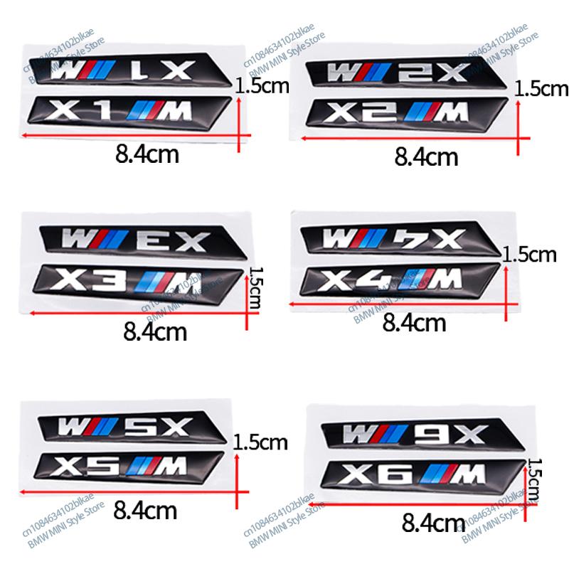 2Pcs Premium Fender Side Badge Emblem for BMW M Power X1 X2 X3 X4 X5 X6 Glossy Black Sticker Logo 6.8cm 8.4cm Car Styling Decor HG5
