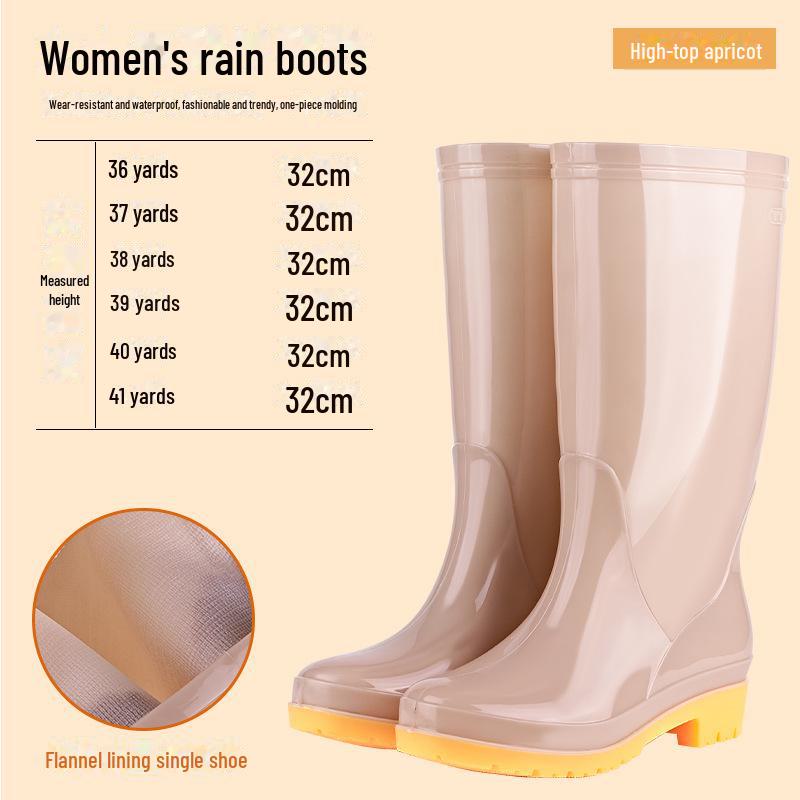 Женские нескользящие высокие теплые резиновые сапоги - Бесплатная доставка