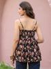 Black Floral Handblock Printed Sleeveless Smocked Fit & Flare Top
