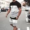 Men's Shorts and T Shirt Set T-Shirt Outfits Black and White Wide Stripes Prints Crew Neck Outdoor Street Short Sleeve Apparel 2pcs Basic Classic