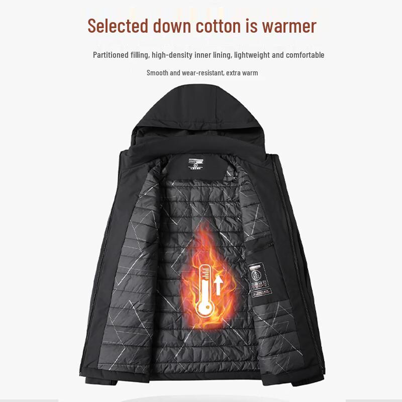 Dibinze Men's Plus Size Warm Padded Jacket with Detachable Hood