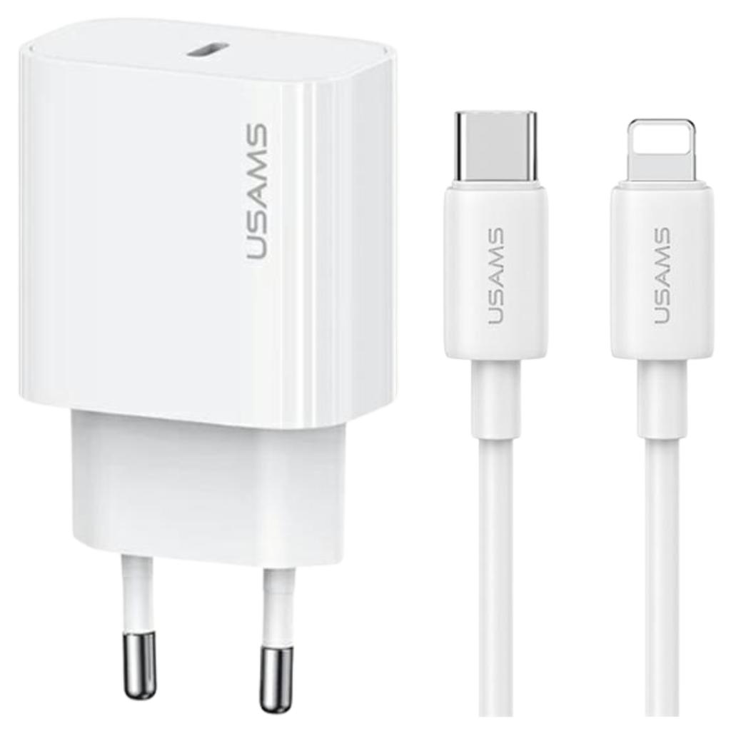 USAMS Land. Network. 1Xusb-C T65 Pd20Wpd Fast Charging Us-Cc226 + Cable Usb-C/Lightning Us-Sj712 30W White Yi Series Oyxltz02