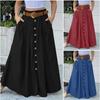 Women Summer Casual Solid Color Baggy Long Skirts