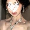 Super‑Sparkling Water‑Drop Full‑Diamond Tassel Women Necklace & Earring Set, Court‑Style Light‑Luxury Niche‑Designed Collarbone Neck Accessories